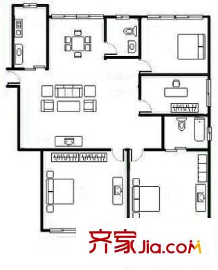 新安花園 3室 戶(hù)型圖