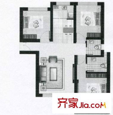 袁家墩小區(qū)戶型圖3室2廳 戶型圖 3室2廳2衛(wèi)1廚