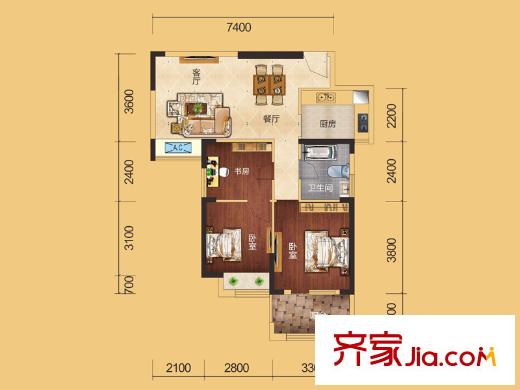 觀瀾國際10號(hào)樓B戶型 3室2廳2衛(wèi)1廚