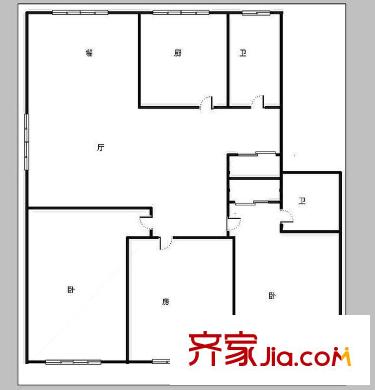 曙光公寓戶型圖3室戶型圖 3室2廳2衛(wèi)1廚