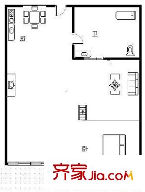 秀墅 1室 戶型圖