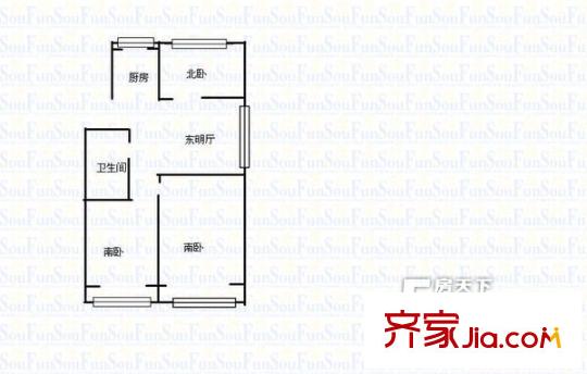 金華苑戶型圖3室戶型圖 3室1廳1衛(wèi)1廚