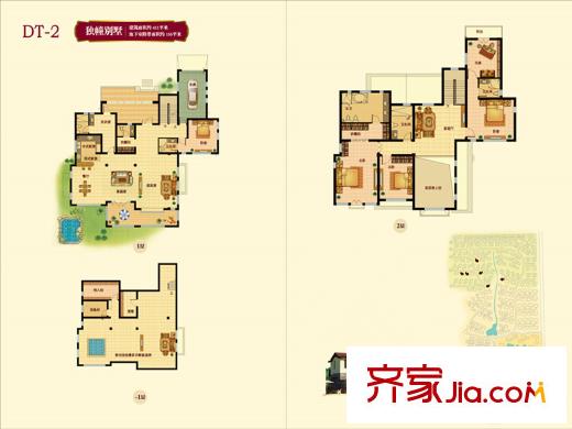 海信溫泉王朝獨棟別墅DT-2戶型 6室5廳3衛(wèi)2廚