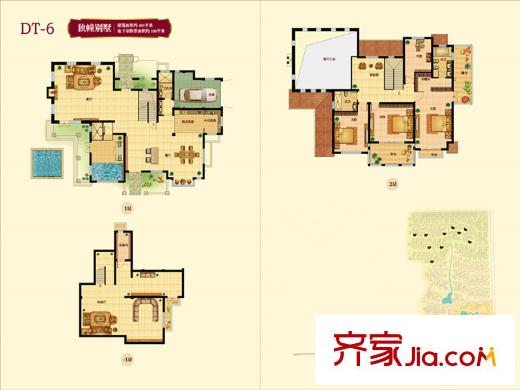 海信溫泉王朝獨棟別墅DT-6戶型 4室4廳3衛(wèi)2廚