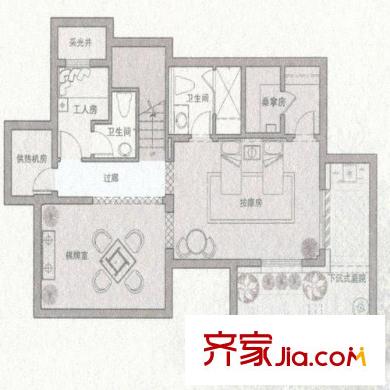 芭東小鎮(zhèn)LD1S1套型地下室戶型圖 2室1廳1衛(wèi)