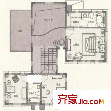 芭東小鎮(zhèn)LA1N2套型二層平面圖 3室2廳2衛(wèi)