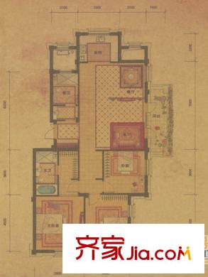 綠城理想之城御園戶型圖B3 3室2廳2衛(wèi)1廚