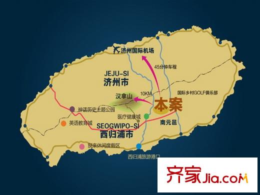 濟州麒麟山莊交通圖