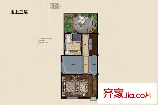 珠山秀谷?御墅12-120號(hào)樓月瀾墅戶型地上三層 4室2廳3衛(wèi)1廚