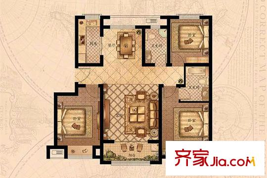 夢想望城2#洋房Y-A2戶型 3室2廳2衛(wèi)1廚