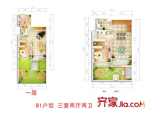 青建橄欖樹戶型圖B1戶型 180平 3室2廳2衛(wèi)1廚