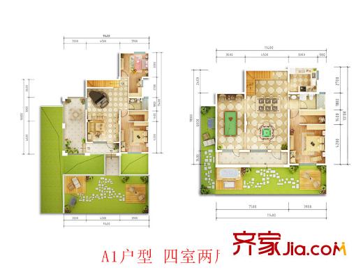 青建橄欖樹戶型圖A1戶型 約190平 4室2廳2衛(wèi)1廚