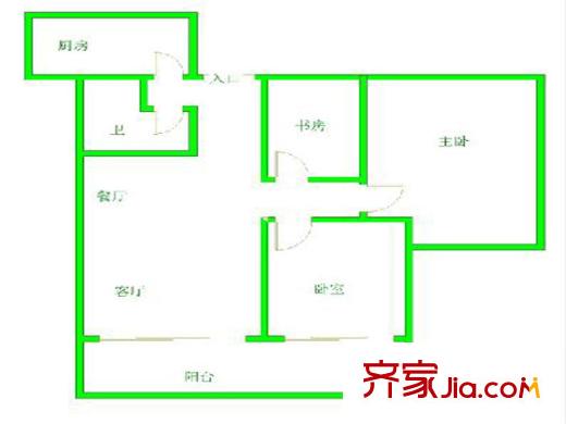 靜月花園戶型圖戶型圖 3室 3室2廳1衛(wèi)1廚