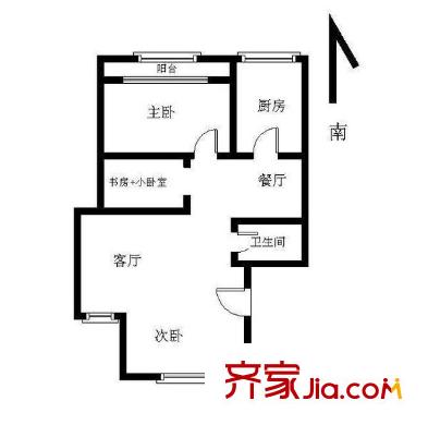 江濱新寓戶型圖戶型圖 3室 3室2廳1衛(wèi)1廚
