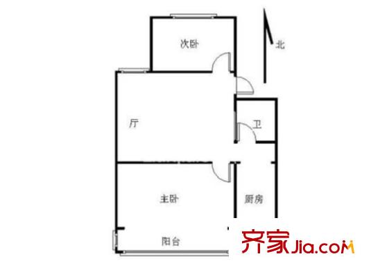 江濱新寓戶型圖戶型圖 2室 2室1廳1衛(wèi)1廚