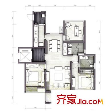 富力城戶型圖A戶型119平 