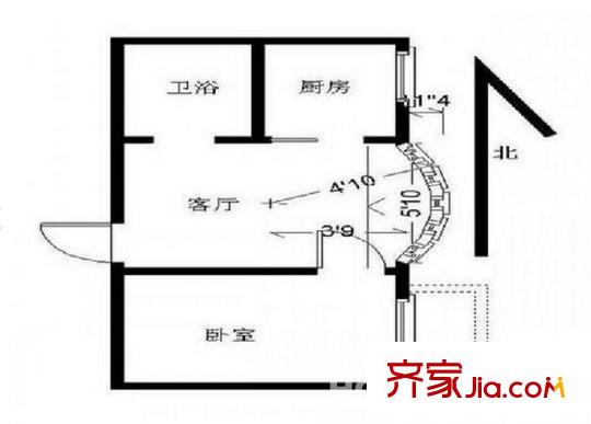 銀河灣福苑戶型圖戶型圖 1室 1室1廳1衛(wèi)1廚
