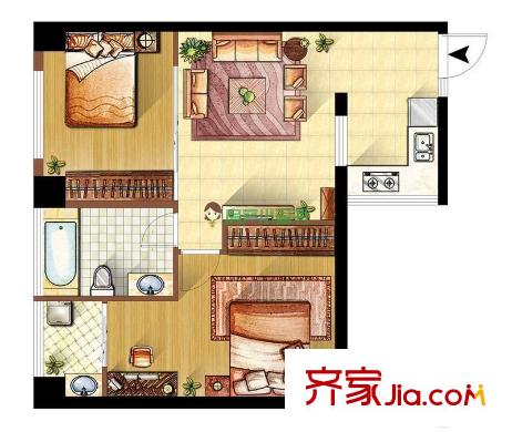 銀河灣福苑戶型圖戶型圖 2室 2室2廳1衛(wèi)1廚
