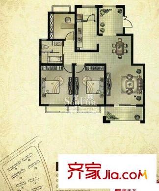青山灣戶型圖戶型圖 3室 3室2廳1衛(wèi)1廚