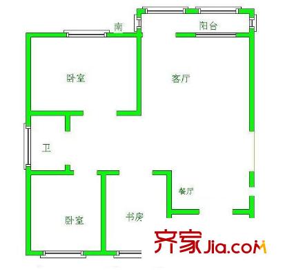 湖濱公寓戶型圖戶型圖 3室 3室2廳1衛(wèi)1廚