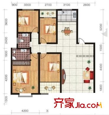 湖濱公寓戶型圖戶型圖 4室 4室2廳2衛(wèi)1廚