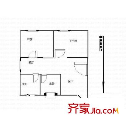 湖濱公寓戶型圖戶型圖 2室  2室2廳1衛(wèi)1廚