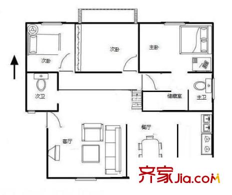 碧水灣花園戶型圖戶型圖 3室 3室2廳2衛(wèi)1廚