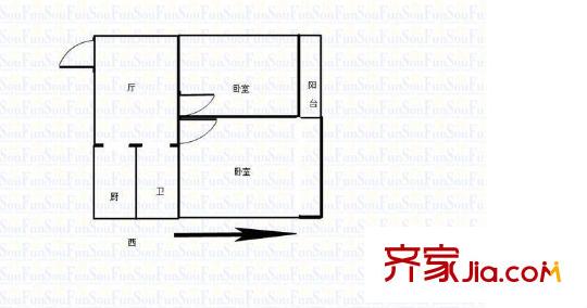 櫻駝花園戶型圖戶型圖 2室 2室1廳1衛(wèi)1廚