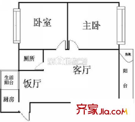天印花園戶型圖戶型圖 3室 3室1廳1衛(wèi)1廚