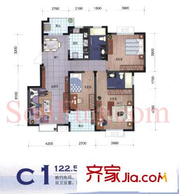 山水方舟雅苑戶型圖戶型圖 3室 3室2廳2衛(wèi)1廚