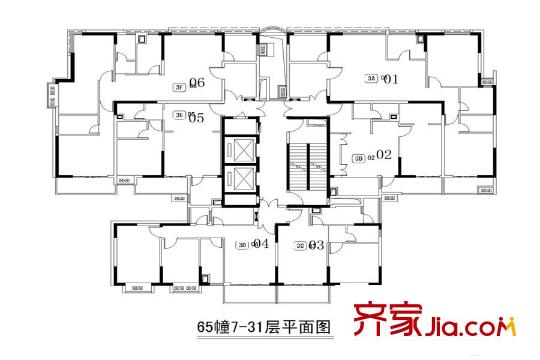 21世紀(jì)百家湖1號一期65幢標(biāo)準(zhǔn)層V戶型 2室2廳1衛(wèi)1廚