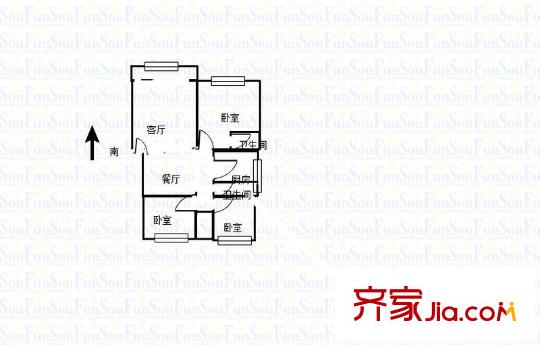 21世紀現(xiàn)代城戶型圖戶型圖 3室 3室2廳2衛(wèi)1廚