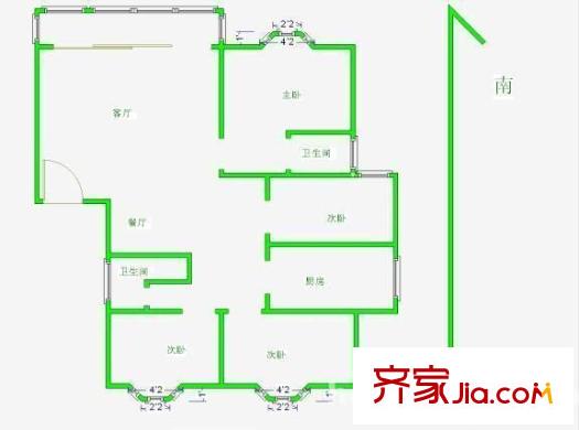 21世紀現(xiàn)代城戶型圖戶型圖 4室 4室2廳2衛(wèi)1廚