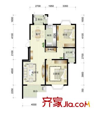 碧瑤花園二期22、26幢標(biāo)準(zhǔn)層B戶型 2室2廳1衛(wèi)1廚