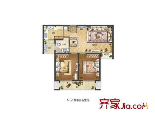 碧湖天辰一期標(biāo)準(zhǔn)戶(hù)型A1 2室2廳1衛(wèi)1廚