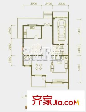 翠海名家園戶型圖一期別墅戶型圖 1室2廳1衛(wèi)1廚