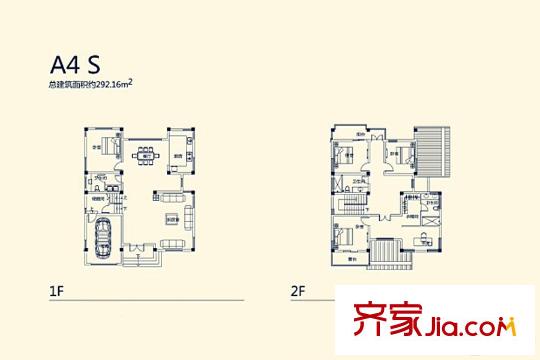世外邊城獨(dú)棟別墅A4S戶型 4室2廳3衛(wèi)1廚
