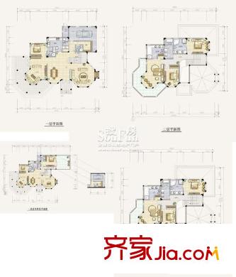 嘉瑞山莊戶型圖一期別墅戶型圖 4室3廳3衛(wèi)1廚