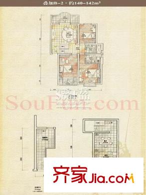 香山美墅別墅戶型圖戶型圖  3室 3室2廳2衛(wèi)1廚