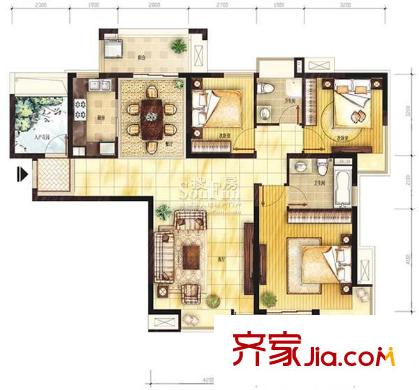 金基匯錦國(guó)際別墅戶型圖戶型圖 3室 3室2廳2衛(wèi)1廚