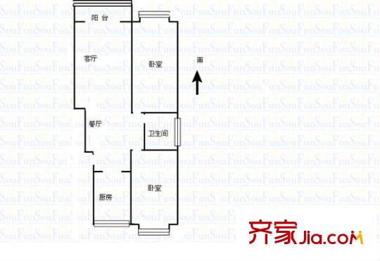 中北品閣戶型圖戶型圖 2室 2室2廳1衛(wèi)1廚