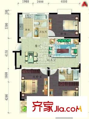 中北品閣戶型圖戶型圖 3室 3室2廳2衛(wèi)1廚