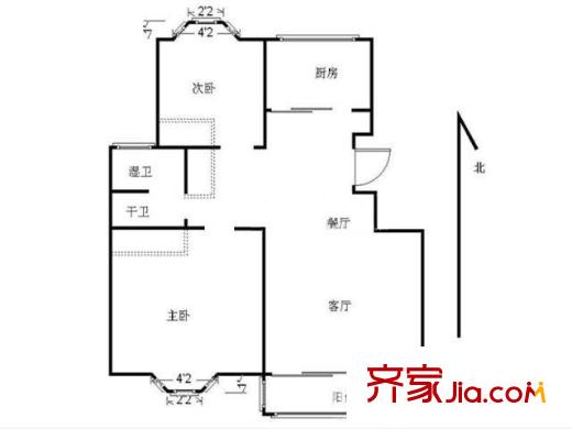 中北品閣戶型圖 戶型圖 2室 2室2廳1衛(wèi)1廚