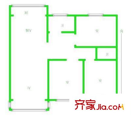 公園新寓戶型圖戶型圖 3室 3室2廳1衛(wèi)1廚