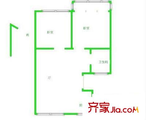 公園新寓戶型圖戶型圖 2室 2室2廳1衛(wèi)1廚