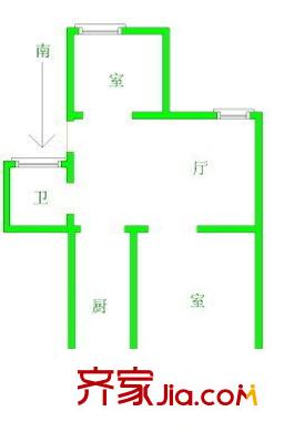 公園新寓戶型圖戶型圖 2室 2室1廳1衛(wèi)1廚