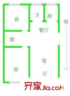 公園新寓戶型圖戶型圖 2室 2室1廳1衛(wèi)1廚
