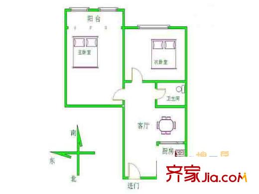 電站村戶型圖戶型圖 2室 2室1廳1衛(wèi)1廚