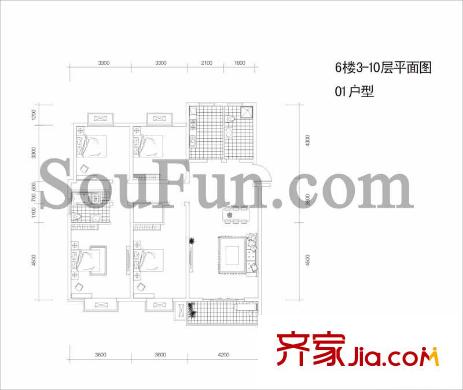 新亭蘭苑戶型圖戶型圖 4室 4室1廳2衛(wèi)1廚