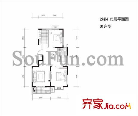 新亭蘭苑戶型圖戶型圖 3室 3室1廳1衛(wèi)1廚
